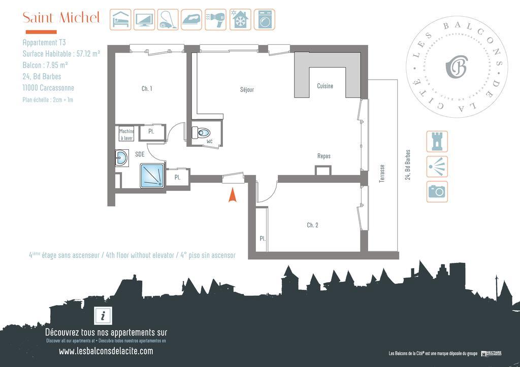 Appartement Le Saint Michel - Les Balcons De La Cite Καρκασόν Εξωτερικό φωτογραφία